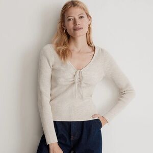 NWT Madewell Riverbend Cinched Pullover Sweater Size XS Color Heather Stone
